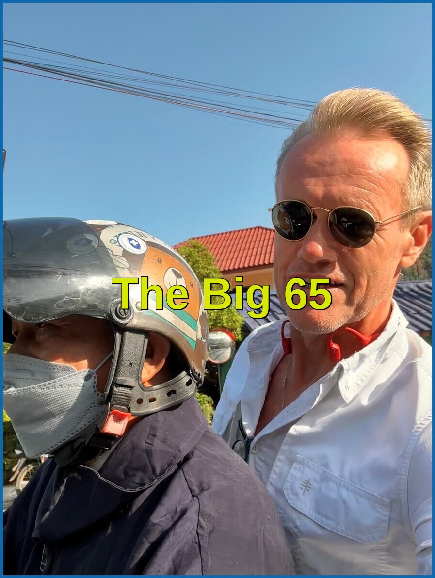 Karl Bruns-Kyler of The Big 65 riding motorcycle.