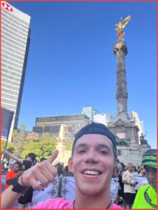 Santiago in Mexico after competing in half marathon.