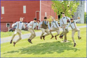 Caleb and his best men jumping after the big wedding.