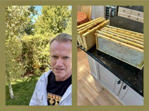 Karl Bruns-Kyler tending to his backyard bee hive.