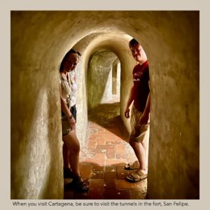 Quantz and Nicholas exploring the architecture of Old Town in Cartagena, Columbia.