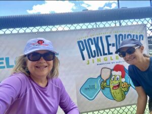 Two pickleball players ready to hit the pickleball!
