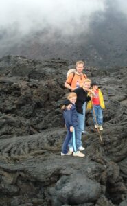 Karl and his family climbing a volcano in Guatemala.