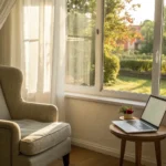 Laptop on table in sunlit home office. eHealth Medicare Advantage plans 2025.