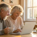 Couple reviews 2025 Medicare Advantage plan PDFs.