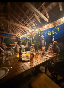 A group of people sitting at a table.