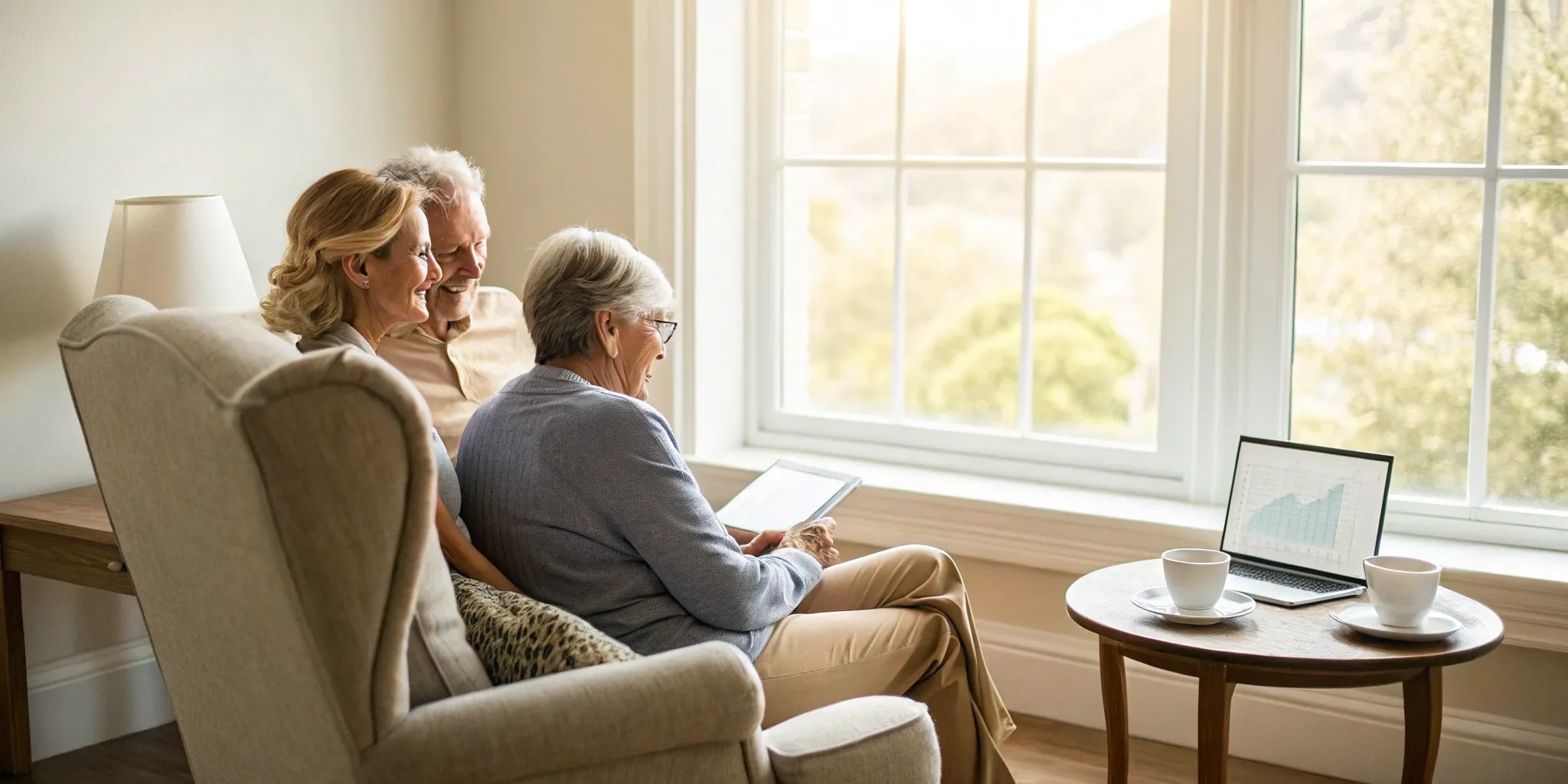 Medicare Advantage vs. Medicare plans comparison on tablet with cost charts.