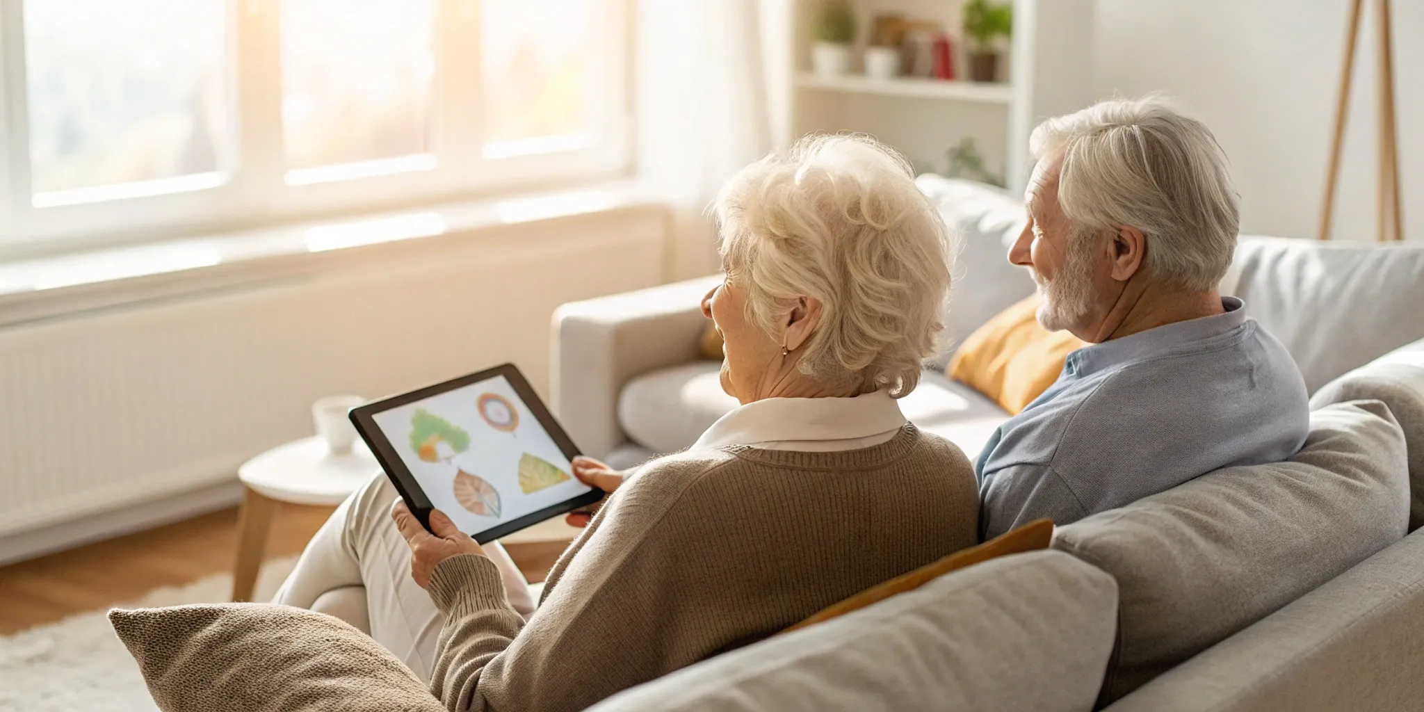 Couple comparing Medicare Advantage plans in CO on a tablet.