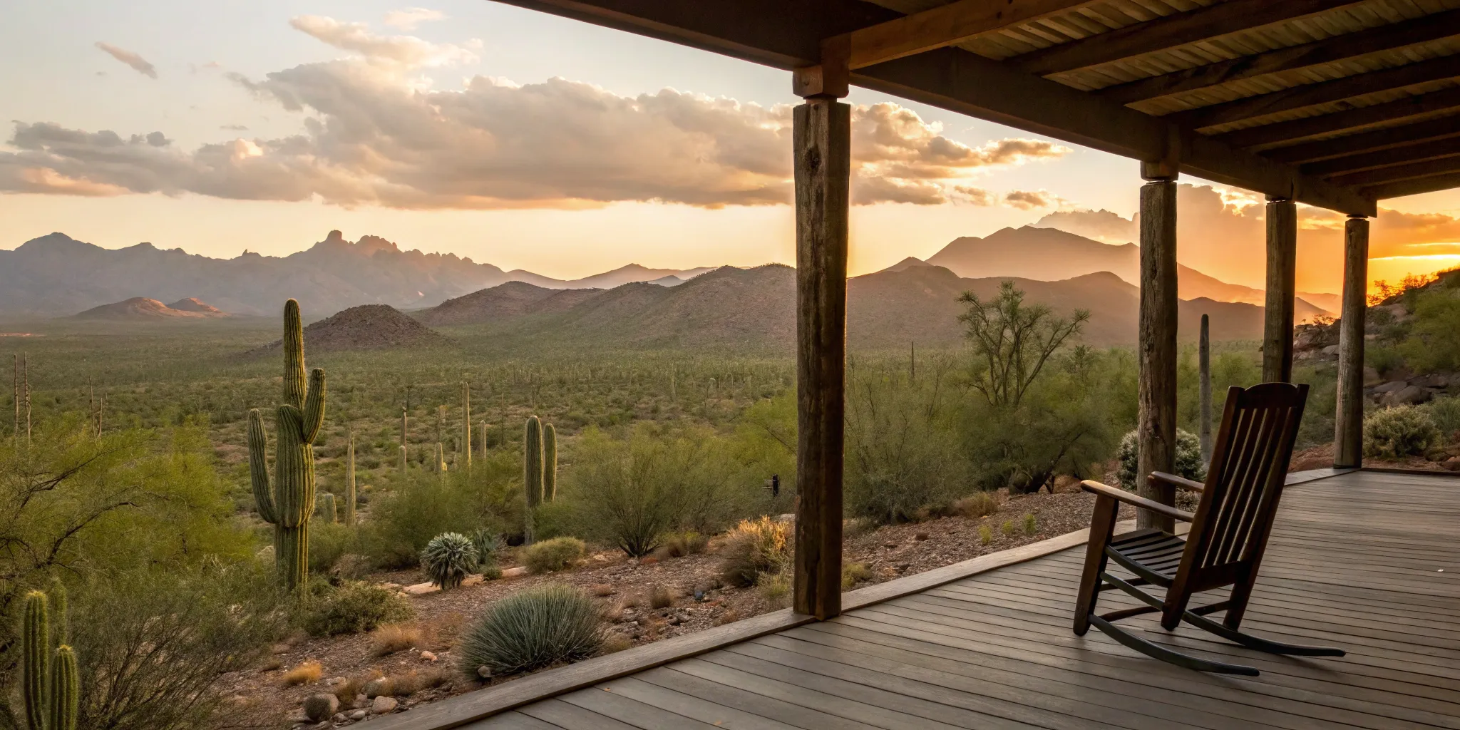 A rocking chair overlooks an Arizona sunset, a peaceful scene made possible by Medicare supplements.