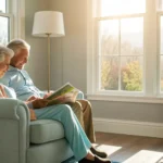 Senior couple relaxing at home while choosing the best Michigan Medigap plans.
