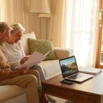 Senior couple reviewing Medigap plans in Texas on a laptop.