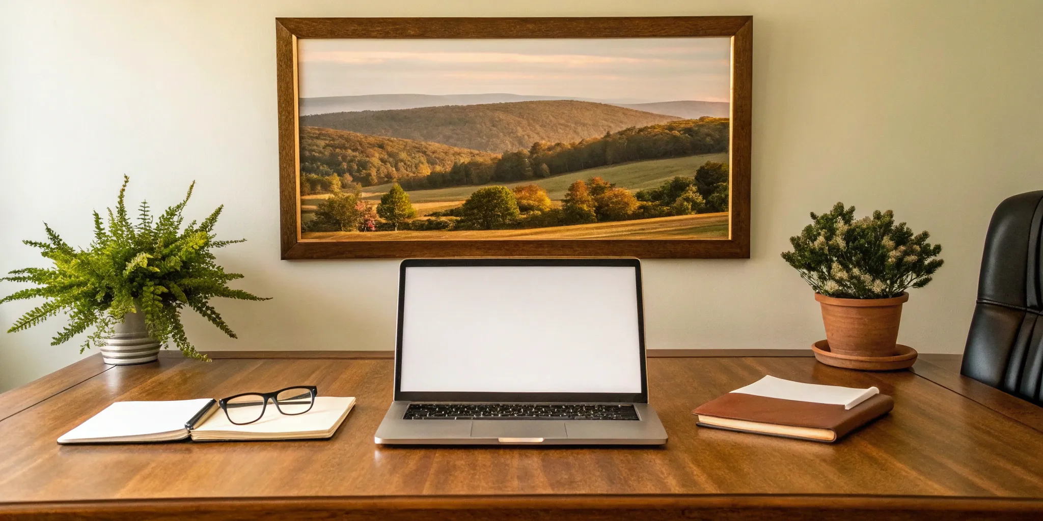 Office desk with a laptop used by one of the top health insurance brokers in CT.