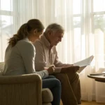 Couple comparing Virginia Medigap plans in their living room.