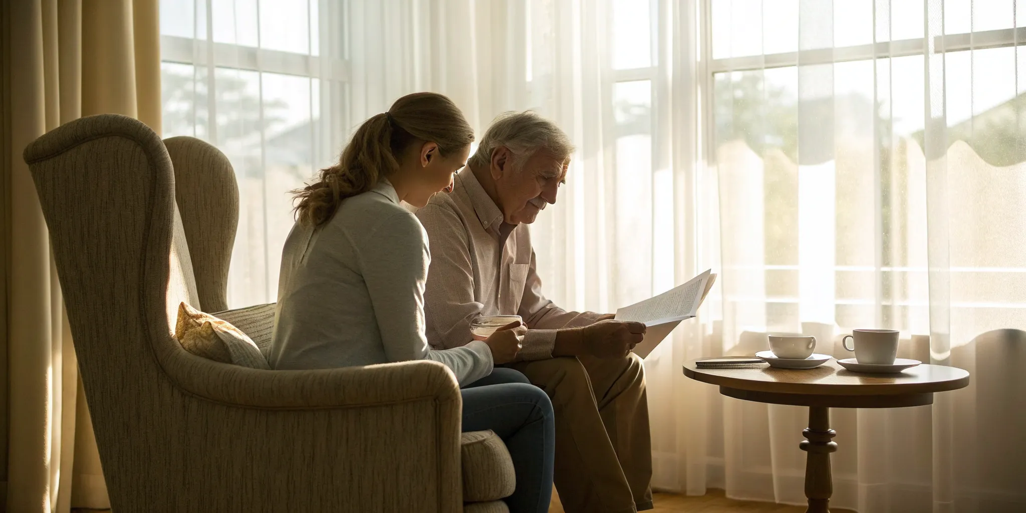 Couple comparing Virginia Medigap plans in their living room.