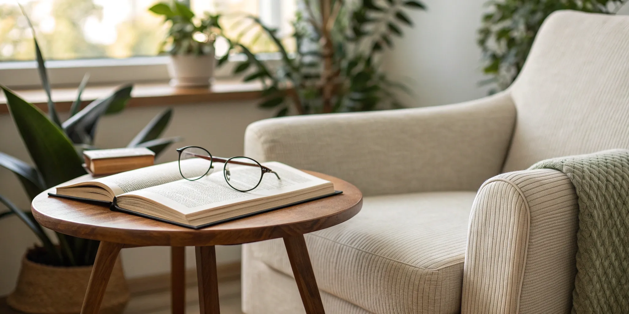 An open book and glasses on a table, a simple guide from The Health Insurance Store.
