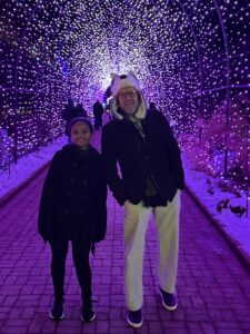 Karl and Miti under the purple lights.