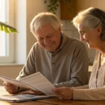 Senior couple at home comparing Arizona Medigap plans.