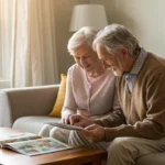 Senior couple comparing Medicare Advantage plans in Texas on a tablet.