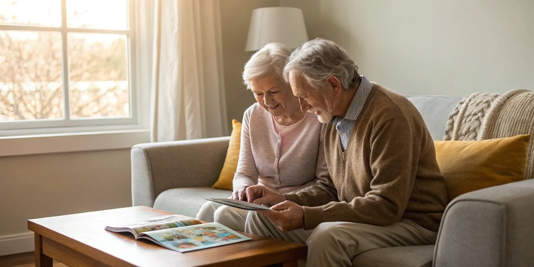 Senior couple comparing Medicare Advantage plans in Texas on a tablet.