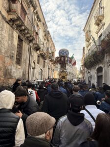 A street scene in the city.