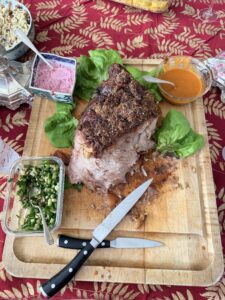 A close-up of Momofuku, a slow roasted Korean Boston Butt.