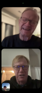 Karl Facetiming with his two brothers.