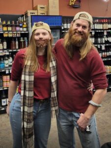 Sus and KC dressed up as twins.