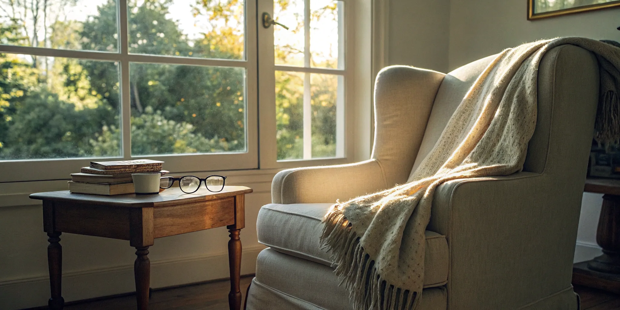 A simple guide to Minnesota Medigap plans rests next to a comfortable armchair.