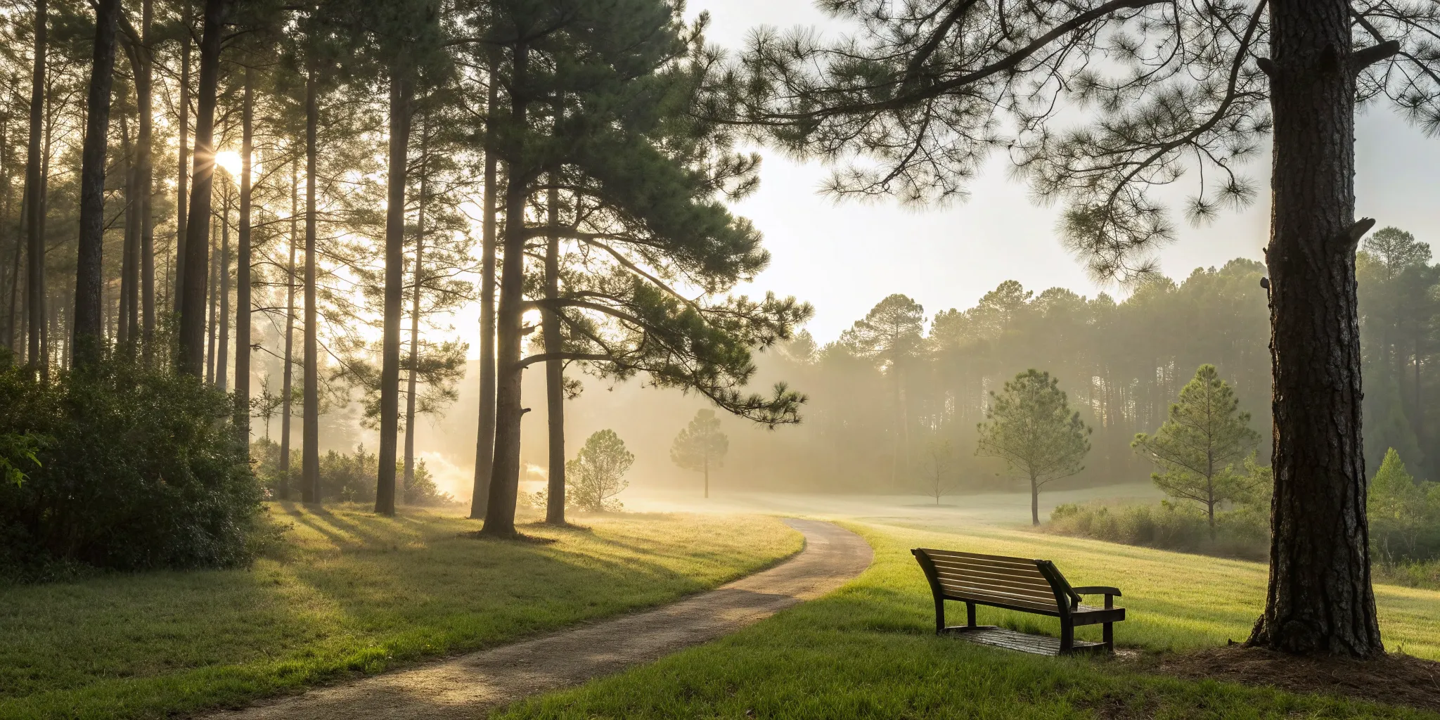 A park bench on a clear path for choosing North Carolina Medigap plans.