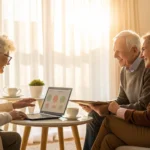 A Medicare broker in my area helps a senior couple choose a plan.