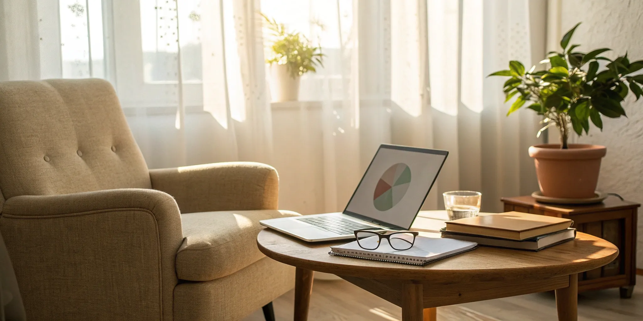 Laptop and glasses on a desk for comparing the best Indiana Medigap plans.