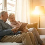 Senior couple comparing Oklahoma Medicare supplement plans on a tablet.