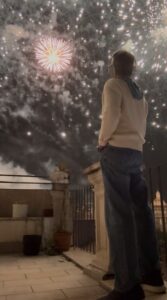 Karl watching the fireworks.