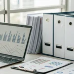 A guide to comparing Medigap plans in NJ on a laptop with documents.