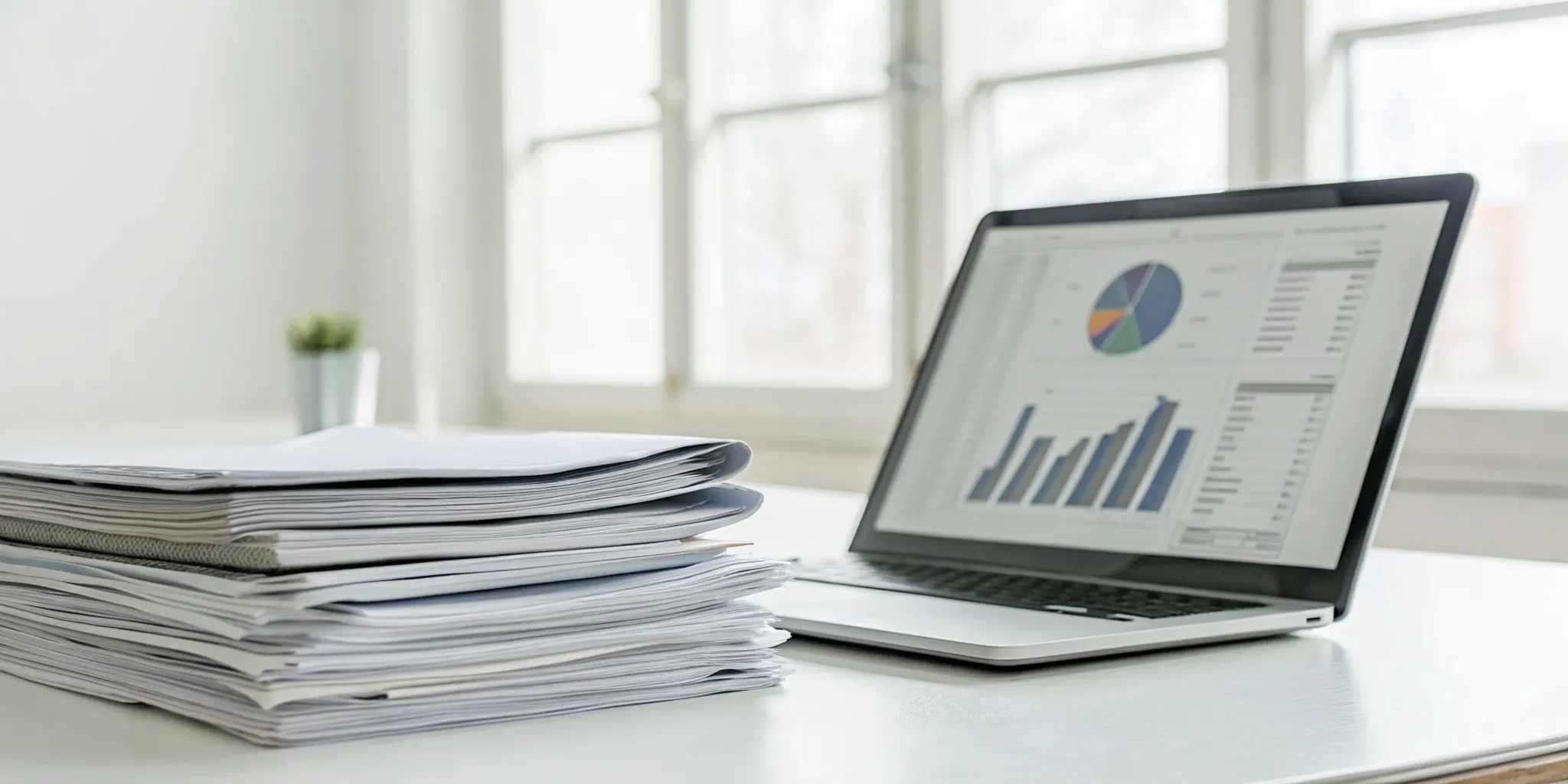Comparing North Carolina Medicare supplement plans using a laptop and documents on a desk.