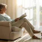 Woman in an armchair with her cat researching Oklahoma Medicare supplement options.