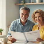 A couple reviews Medicare Supplement plan documents together at their kitchen table