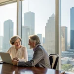 A couple reviewing Medicare Advantage plans in Houston, Texas.