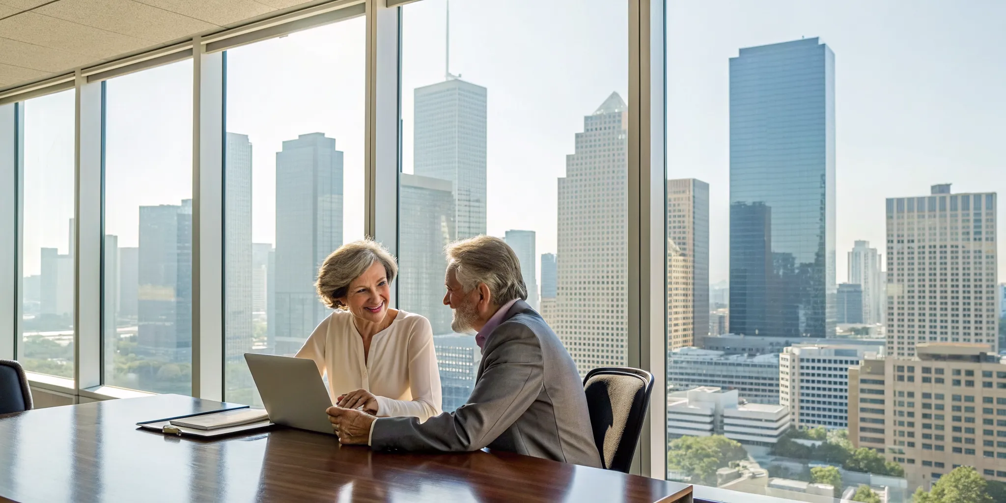 A couple reviewing Medicare Advantage plans in Houston, Texas.