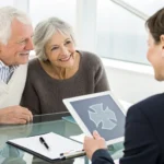 Senior couple discussing Missouri Medigap plans with an insurance agent.