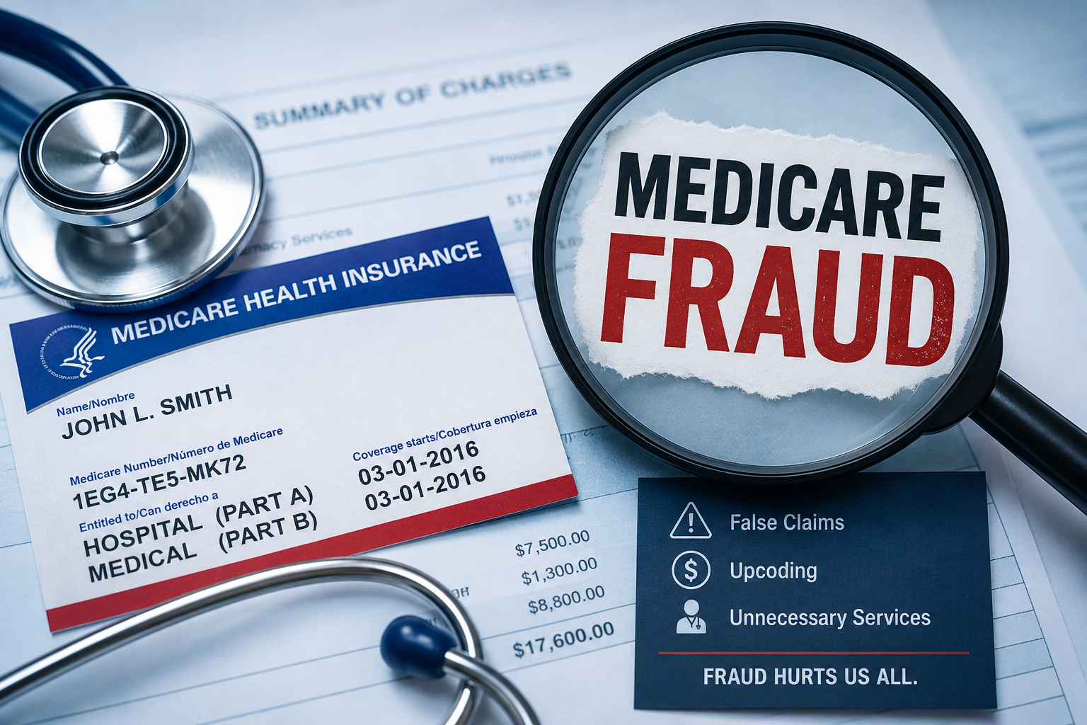 Image of Medicare card and words "Medicare Fraud"