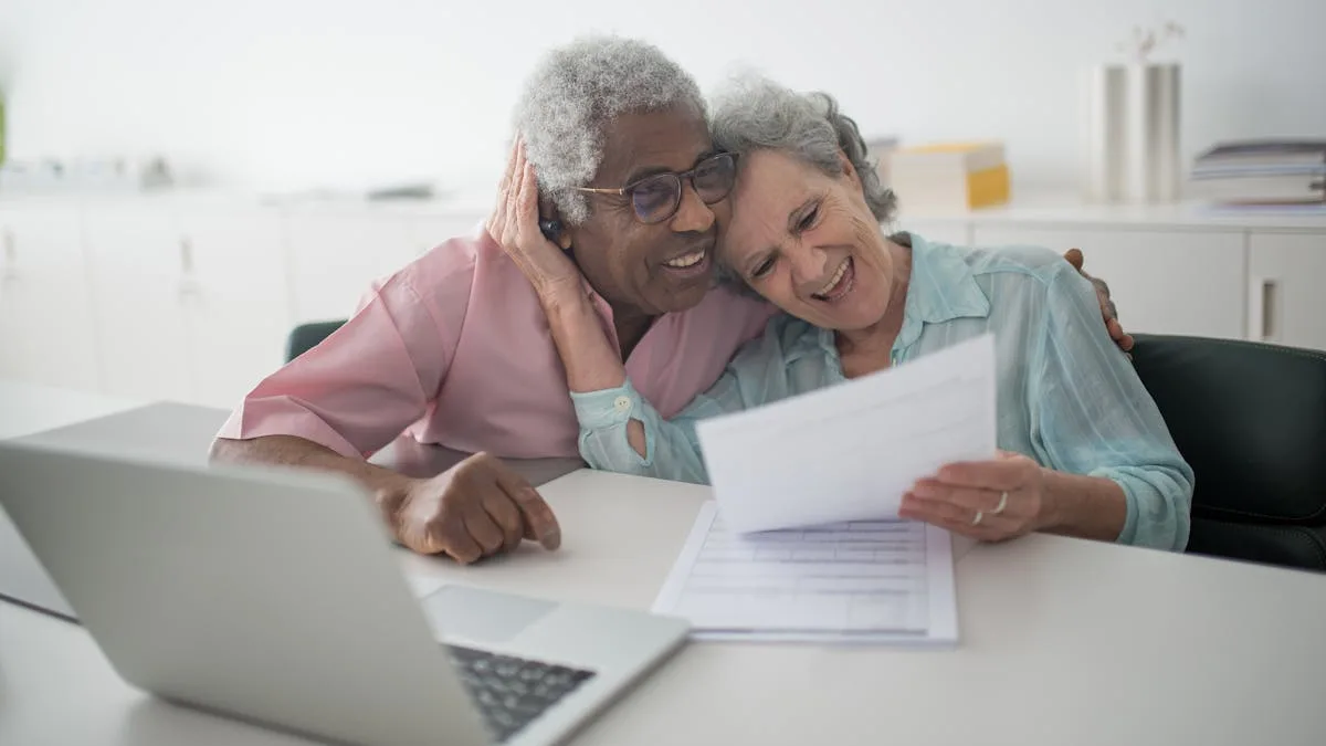 Senior couple reviewing Medicare plan documents and comparing Arizona Medicaid income limits for 2026