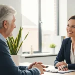 Independent Medicare broker consulting with a client at a desk