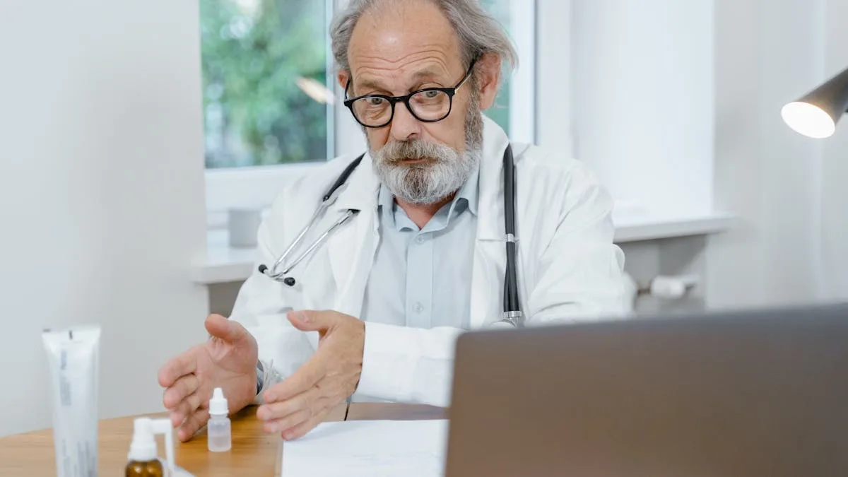 Senior couple reviewing Medicare coverage documents with a healthcare consultant