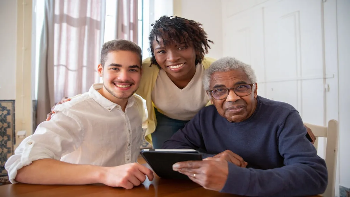 Senior couple reviewing Medicare plan options at a desk with insurance documents