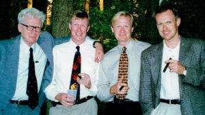 A group photo of Karl with his brothers and dad.
