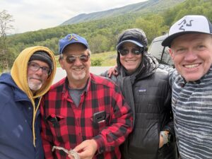 A group of 4 men in the mountains of Virginia.