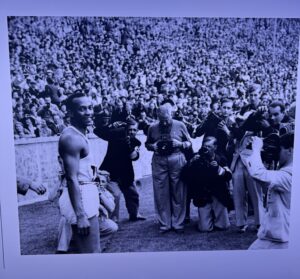 A photo of Jesse Owens at the Olympics.