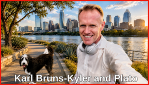 Texas Medicare broker - Karl and Plato in Texas by river.