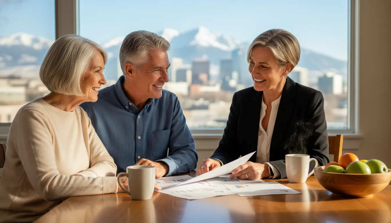 Colorado couple comparing Medicare Advantage plans with an advisor